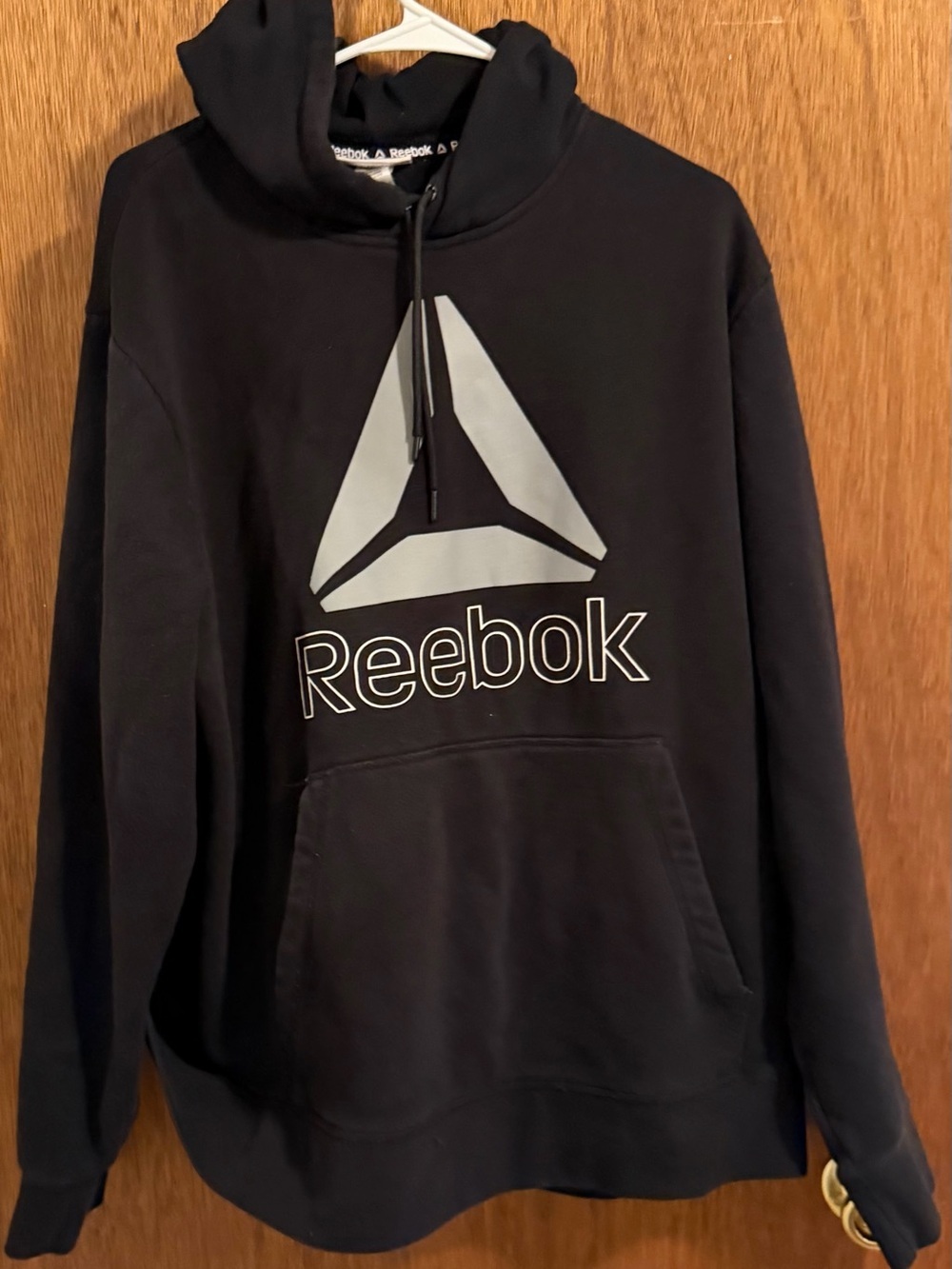 Reebok Black Hoodie with Large White Logo
